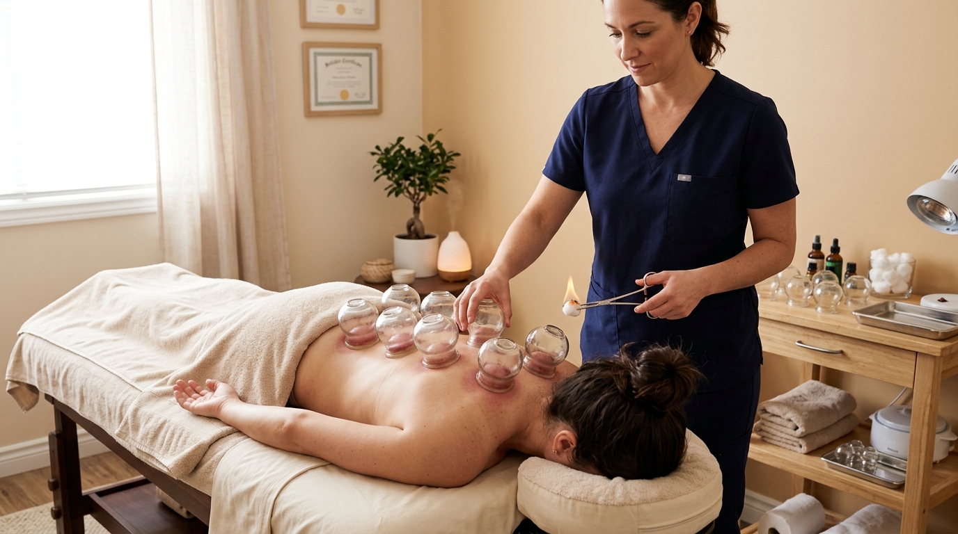Terapia tradicional de ventosas para desinflamar espalda en CDMX